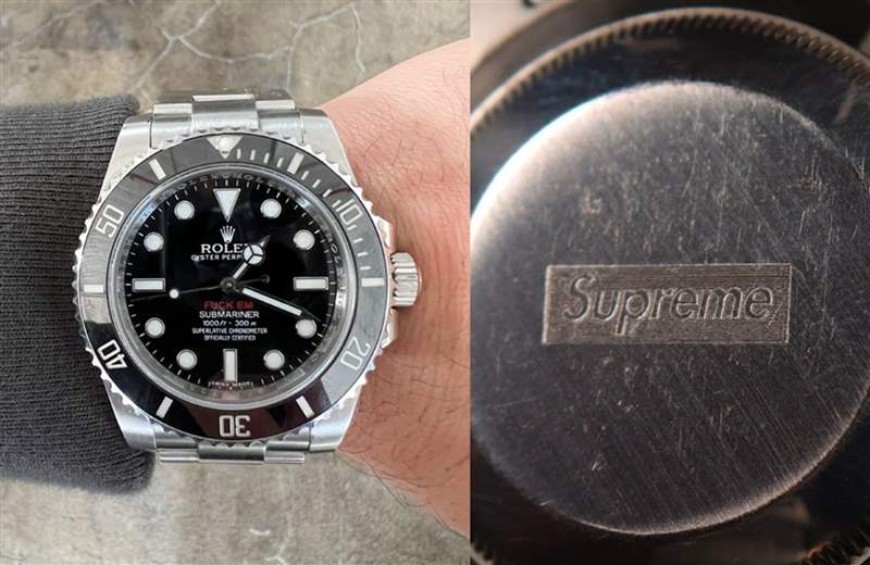 2013年Supreme委托BAMFORD改裝的黑水鬼鬼114060，2021年曾在電商平臺(tái)上架并開(kāi)價(jià)10萬(wàn)美金（折合約港幣784,660）。 （Source：justinreed）