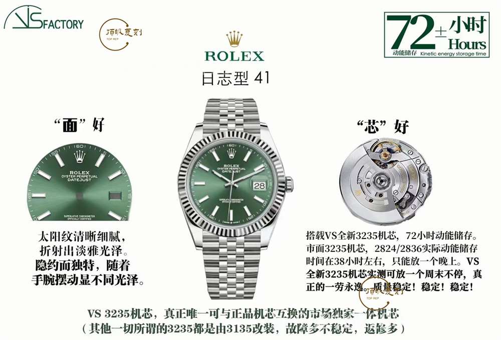 VS廠41日志「薄荷綠」色表盤126334-0028搭載VS3235機芯評測