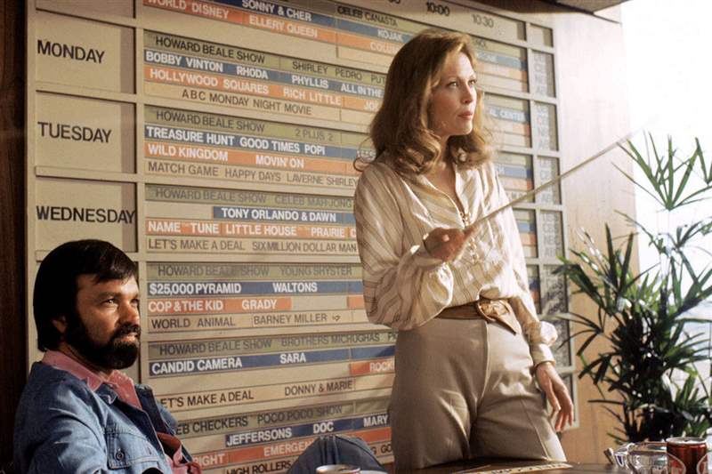 費(fèi)·唐納薇 (Faye Dunaway) 在電影“網(wǎng)絡(luò)”中的一個(gè)場(chǎng)景