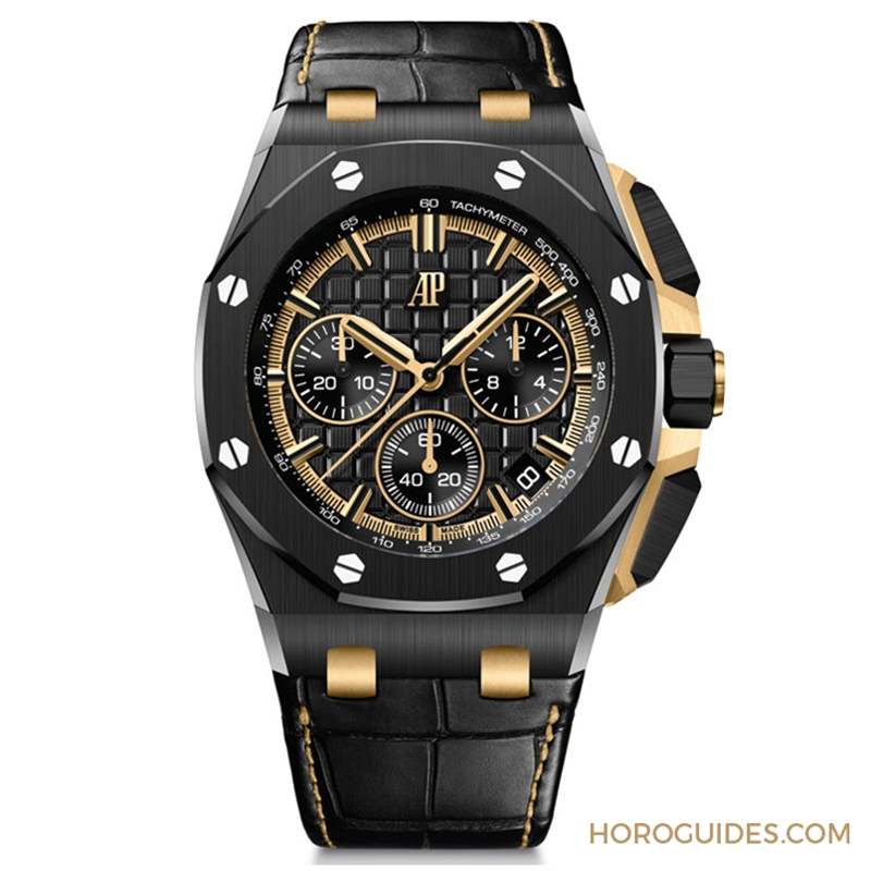 AUDEMARS PIGUET - 愛彼皇家橡樹離岸型自動上鏈計時碼表首見黑陶瓷鏈帶款、祭出黃金結合黑陶瓷的對比美