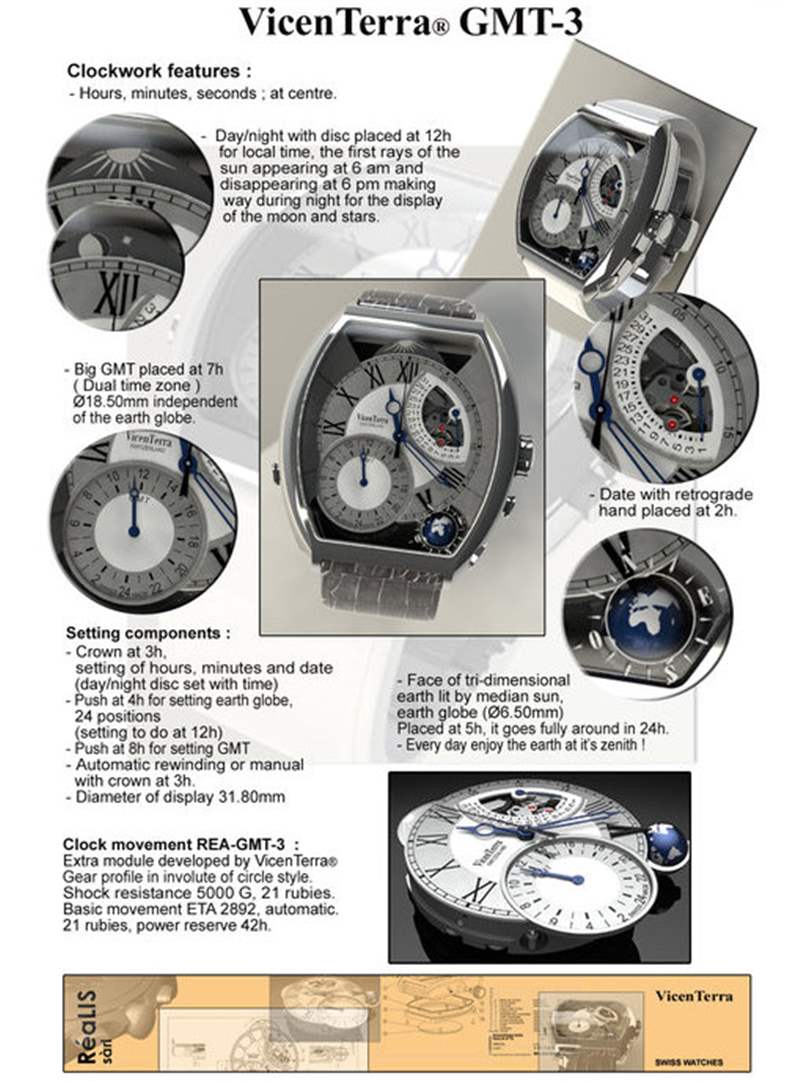 維森特拉格林尼治標(biāo)準(zhǔn)時(shí)間3GMT手表
