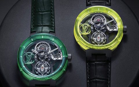 路易威登Tambour Moon飛行陀飛輪日內瓦印記手表新增綠色與黃色藍寶石版本
