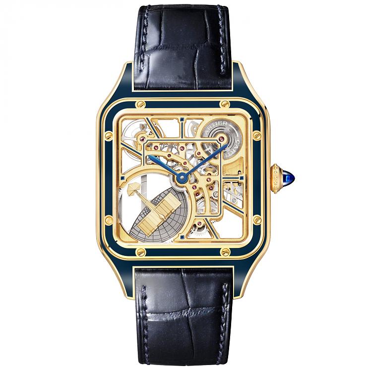 Cartier Santos-Dumont出現滑翔中的小飛機｜Santos-Dumont微型自動盤鏤空腕表