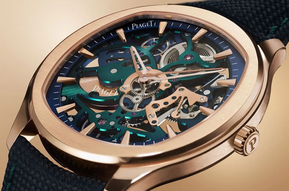 伯爵Polo鏤空表第一次呈現(xiàn)藍(lán)、綠、玫瑰金三色組合向知名藝術(shù)家致敬