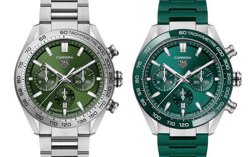 泰格豪雅推出Carrera Chronograph 44mm Green計時碼表：新綠色盤+陶瓷表圈