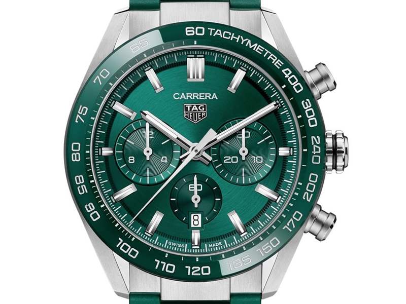 泰格豪雅推出Carrera Chronograph 44mm Green計時碼表：新綠色盤+陶瓷表圈