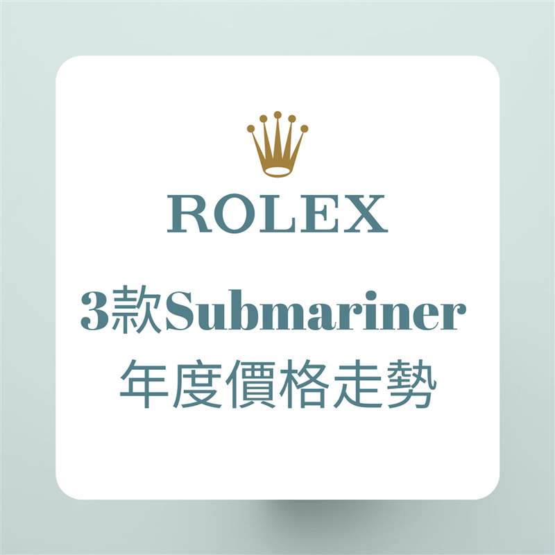 ROLEX 3款Submariner 年度價格走勢（ROLEX；01制圖）