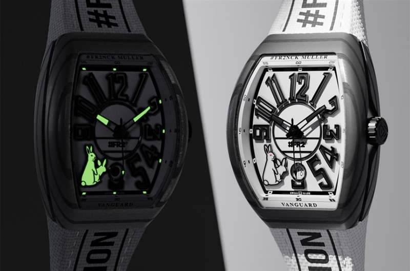 FRANCK MULLER與日本潮牌#FR2攜手創作Vanguard大三針面盤夜光兔子圖案大展叛逆個性